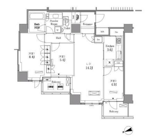 レジディアタワー目黒不動前の物件間取画像